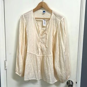 NWT OLD NAVY LS Cream Boho Blouse XL